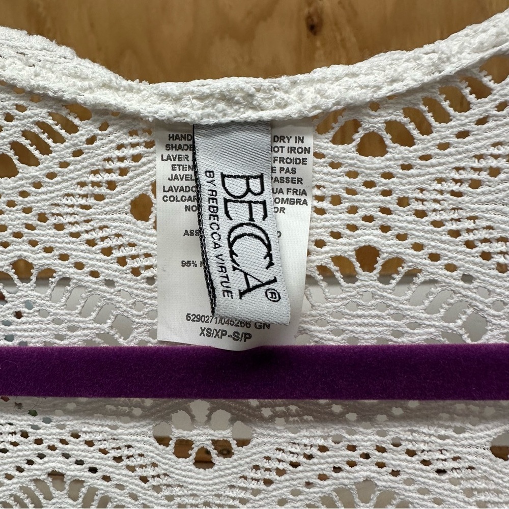 Becca Rebecca Virtue women’s swim cover up dress white lace size XS-S beach - Picture 7 of 7